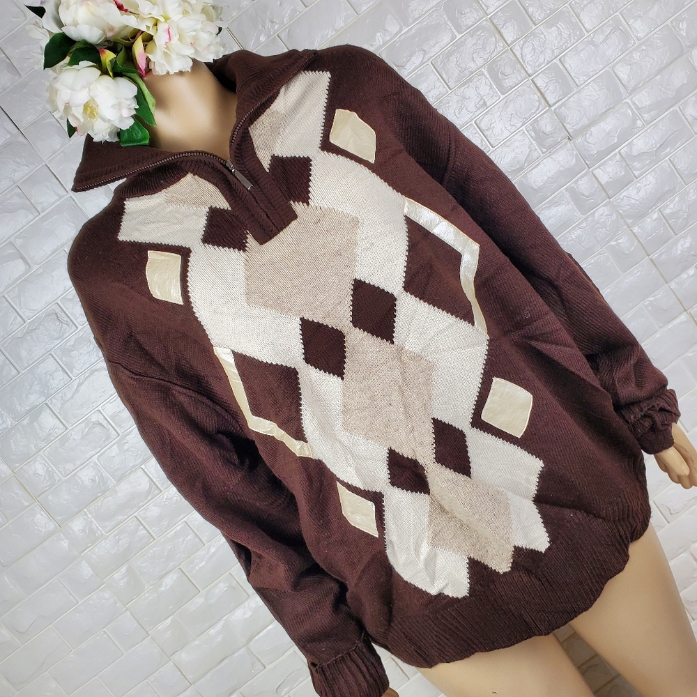 maestro large brown & beige pull over - Picture 3 of 7